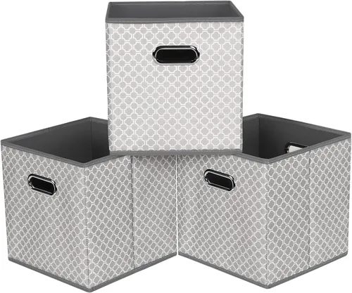 Miniatura 59 de Cubos de Almacenamiento Plegables Negros, Cajas de Almacenamiento de Tela, Organizadores de Cubos con Asas Duales para Organizador del Hogar, Juego