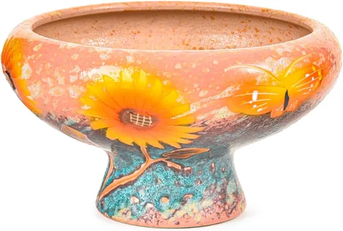 Miniatura 8 de Sungmor Macetas grandes para suculentas de 9.6 pulgadas, bonita maceta de cerámica pintada a mano con drenaje, maceta de cactus para interiores