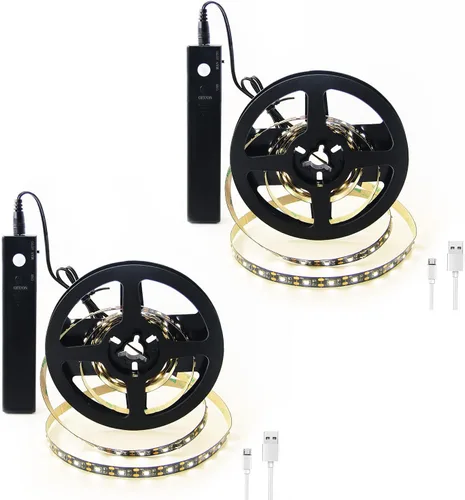 Miniatura 7 de VST Tira de luces LED de 2 metros, luz de cinta LED con sensor de movimiento y operada a batería para armario, escaleras, dormitorio
