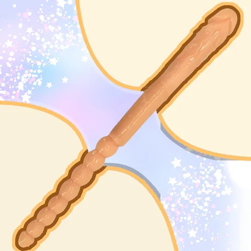 Miniatura 3 de Consolador de doble punta de 18.89 pulgadas Dong cuentas anales con venas y glande para estimulación anal vagina doble cara polla masajeador