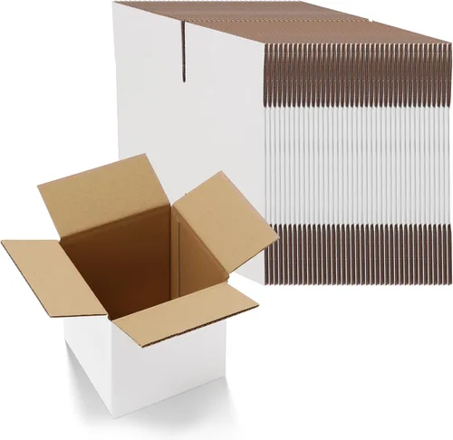 Miniatura 16 de RLAVBL Juego de 25 cajas de envío de 10 x 8 x 3, caja de cartón corrugado blanca para embalaje, correo, negocios Blanco