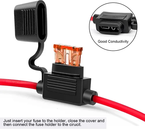 Miniatura 3 de 5 portafusibles en línea, cable de cobre calibre 10/12/14 AWG, fusible de hoja ATC/ATO impermeable, accesorios automotrices universales