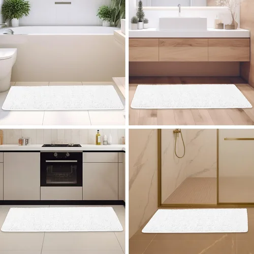 Miniatura 559 de Alfombra de baño pequeña de 12 x 18 pulgadas, lavable y absorbente, antideslizante, alfombra de baño de felpilla gruesa y suave para baño, ducha