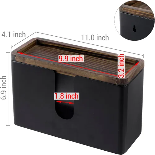 Miniatura 5 de MyGift Toallero decorativo de madera con estante - Dispensador de servilletas de baño montado en la pared