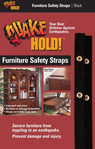 Quakehold! Kit de correas para muebles, sujetadores para terremotos para preparación ante desastres, correas de seguridad a prueba de niños para RV,