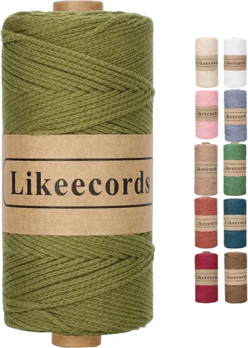 Miniatura 60 de Likeecords Cuerda de algodón 100% hilo de ganchillo de 0.079 pulgadas, cuerda trenzada de macramé, cuerda de macramé, hilo de ganchillo para regalo