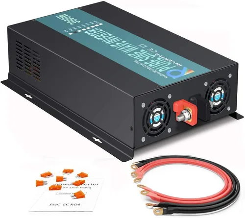 Miniatura 12 de WZRELB Inversor de energía solar confiable de onda sinusoidal pura 3000w 24v 110-120v 60hz con pantalla LED (negro) Sistema solar