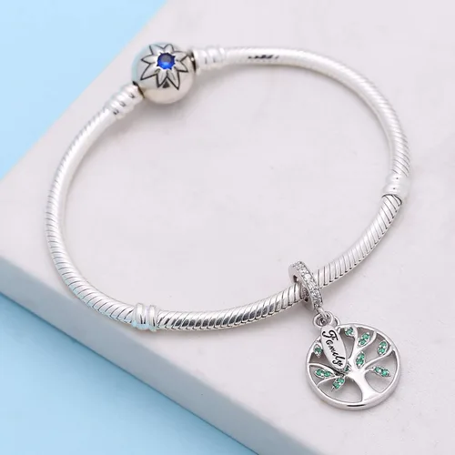 Miniatura 4 de SOUKISS Abalorio de plata de ley 925 con diseño de árbol de la vida familiar para pulsera europea