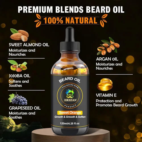 Miniatura 4 de Aceite para barba, 4.1 fl oz/4.25 onzas líquidas de aceite promueve el crecimiento de la barba de gran volumen, acondicionador sin enjuague, cuidado