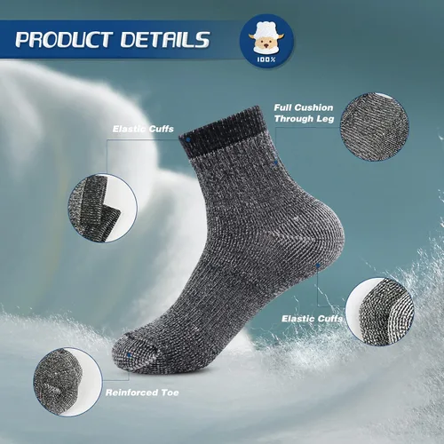Miniatura 4 de Caudblor Calcetines de senderismo de lana merina para hombre, térmicos, cálidos, de invierno, para senderismo, ciclismo, multirendimiento, paquete