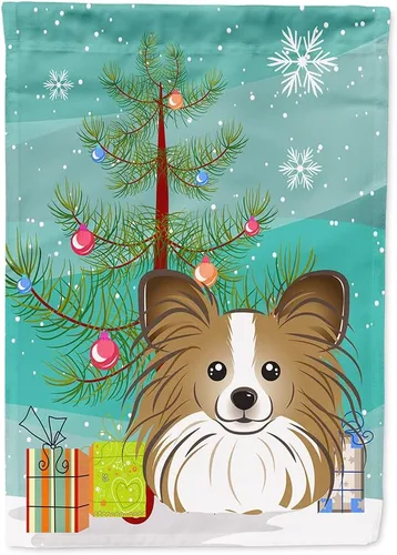 Miniatura 57 de Caroline's Treasures BB1622CHF - Bandera de casa Shih Tzu con árbol de Navidad y gris plateado para porche, grande, para colgar en la pared