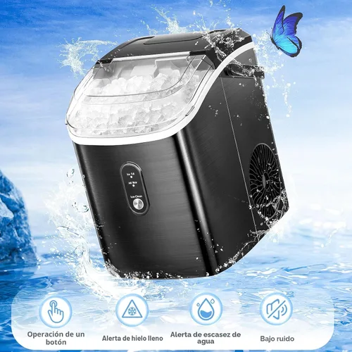 Miniatura 5 de Máquina de hielo para encimera Nugget con hielo de pellets suave masticable, máquina de hielo portátil Pebble, 34 libras por día, autolimpiante
