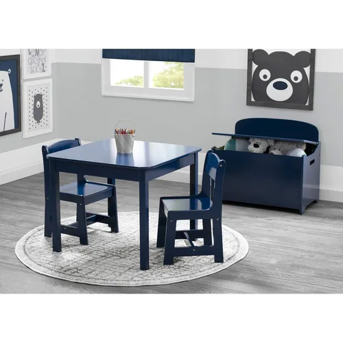 Miniatura 7 de Delta Children MySize - Juego de mesa y silla de madera para niños (2 sillas incluidas), color azul oscuro Azul profundo