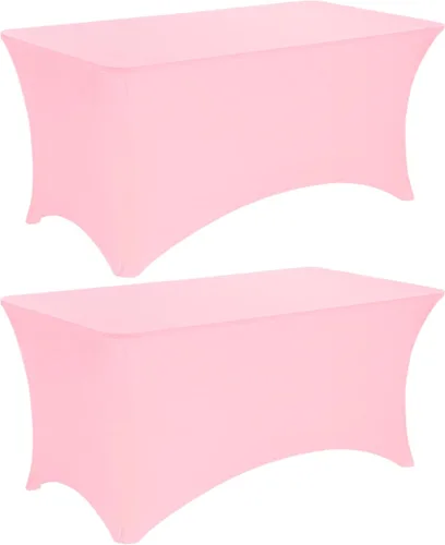 Miniatura 20 de Paquete de 2 manteles rectangulares de elastano de 6 pies, lavables, resistentes a las arrugas, para mesas plegables, bodas, fiestas, cumpleaños