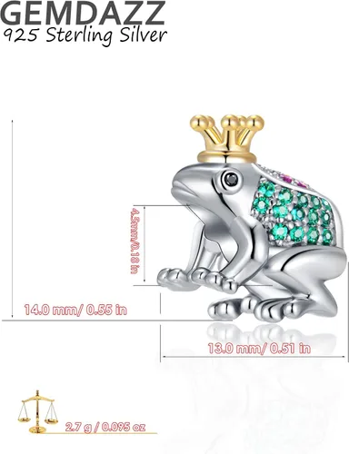 Miniatura 2 de GEMDAZZ Dijes temáticos de animales en plata de ley 925, bonito oso polar 3D, rana, cigarra, mariquita, abeja, libélula para pulseras europeas