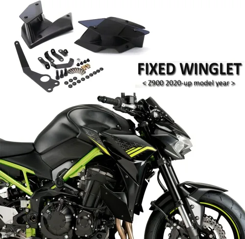 Miniatura 2 de Parabrisas de motocicleta compatible con Kawasaki Z 900 Z900 Lado de motocicleta Downforce Naked Spoilers Winglet ala de carenado de ala fija 2021