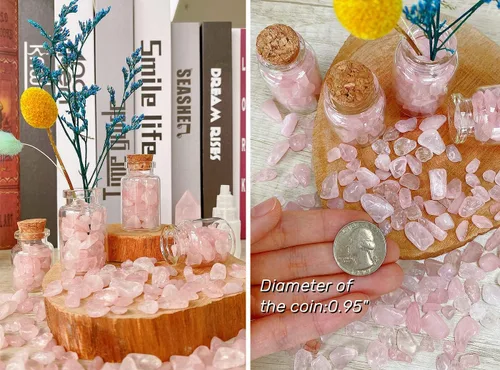 Miniatura 4 de Grava de cristal de cuarzo rosa, piedras trituradas, piedras curativas a granel, piedras naturales pulidas, decoración del hogar, guijarros pequeños