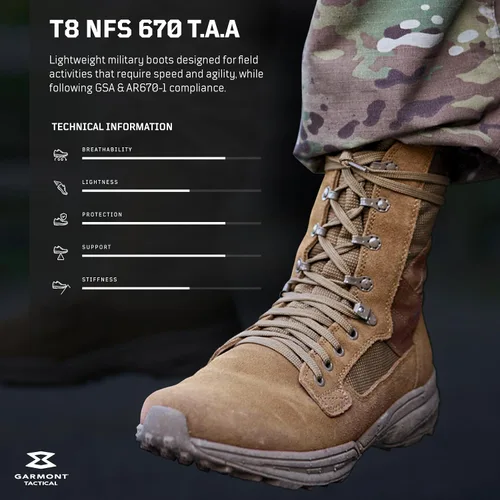 Miniatura 2 de GARMONT TACTICAL T8 NFS 670 T.A.A. Military Combat Boots for Men and Women, Army, Air Force, T.A.A., AR670-1 and GSA Compliant Footwear