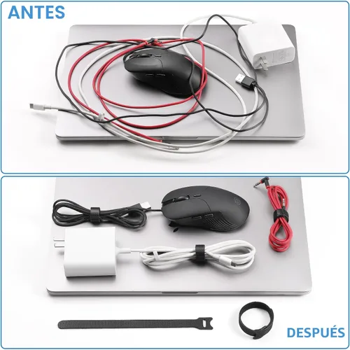 Miniatura 3 de 100 bridas reutilizables de 8 pulgadas Envolturas de cable ajustables, correas de cable Organizador de cables de gancho y bucle, organización