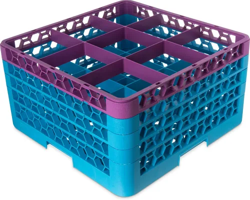 Miniatura 23 de Carlisle FoodService Products RG9-214 OptiClean Estante de vidrio con 9 compartimentos con 2 extensores, 7.12 pulgadas, polipropileno, azul