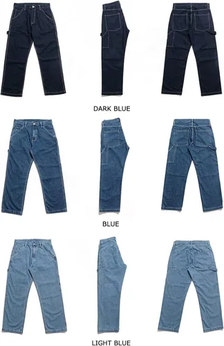 Miniatura 5 de KOCHHA Pantalones vaqueros grandes anchos de algodón de ajuste relajado Carpenter Jean Denim Pantalones Hip Hop azul