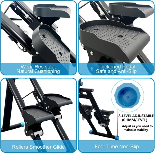 Miniatura 5 de Máquina paso a paso con asas ajustables, máquina de ejercicio paso a paso compacta con pantalla LCD para entrenamiento cardiovascular en casa Negro