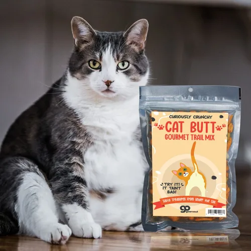 Miniatura 3 de Cat Butt Gourmet Trail Mix – Cesta de regalo prémium para los amantes de los gatos, divertido regalo de broma para gatos locos de amigos, rellenos