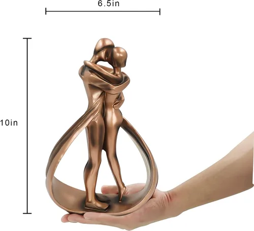 Miniatura 4 de DreamsEden Escultura romántica para pareja, estatua de arte de resina con acabado de bronce para aniversario de boda, día de San Valentín