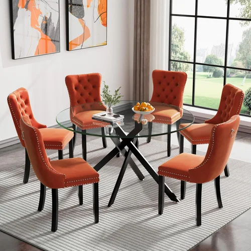Miniatura 47 de HomVent Juego de mesa de comedor redonda de vidrio de 3 piezas, juego de mesa de comedor de vidrio templado para 2 mesas de cocina con 2 sillas