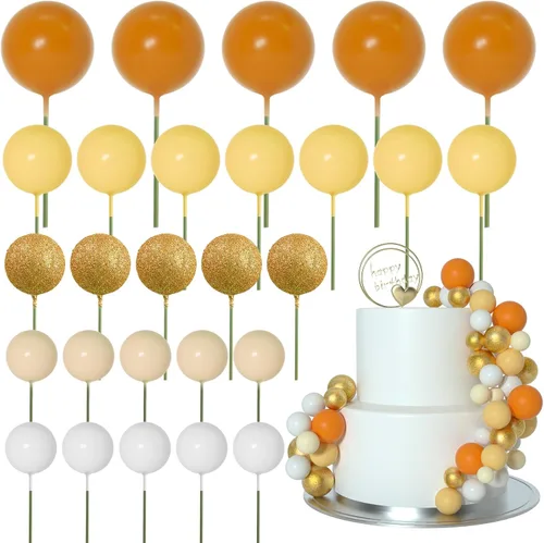 Miniatura 16 de ASTARON 50 piezas de palitos para topper de pastel con bolas mini, globos para decoración de pastel, suministros de espuma, bolas para decoración