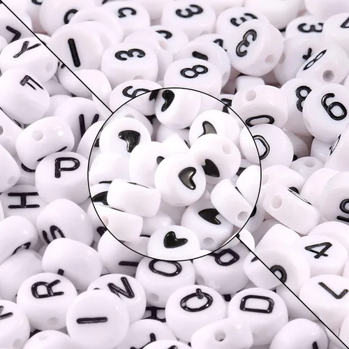 Miniatura 9 de 1000 cuentas redondas blancas de números acrílicos de 0.16 x 0.27 pulgadas, figura colorida de 0-9 pulgadas, cuentas para hacer joyas y pulseras