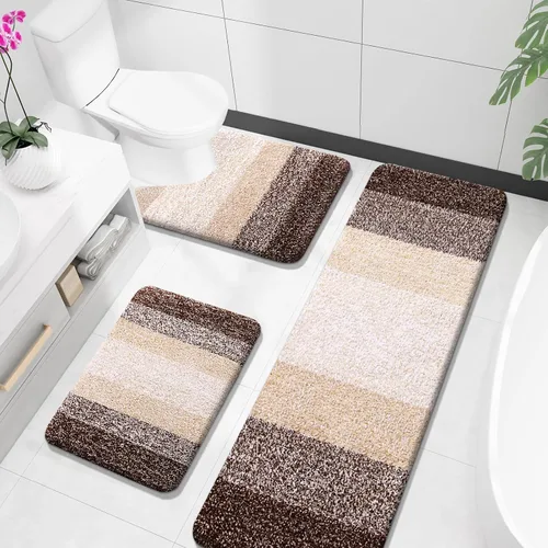 Miniatura 62 de OLANLY Juego de alfombras de baño de 3 piezas, alfombras de baño de microfibra suave y absorbente y alfombra de inodoro de contorno en forma de U