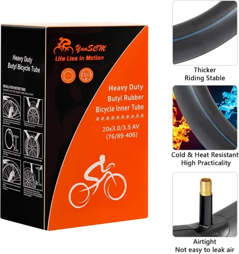 Miniatura 6 de Tubos de bicicleta eléctrica de alta resistencia de 20 x 3.0 de 20 x 3.0, butilo de alta calidad, compatibles con BMX 20X3.0-3.5 BMX, ciudad