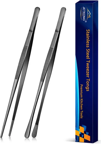 Miniatura 7 de Jetkong 2 pinzas extra grandes de 40 cm, pinzas de cocina extra largas para alimentos, reparación y barbacoa (40 cm, plateado)