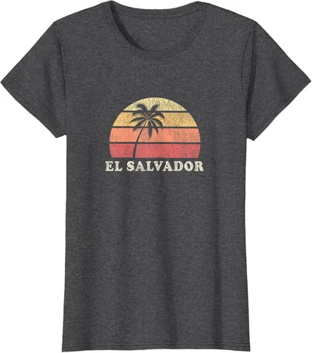 Miniatura 6 de El Salvador Vintage 70s Retro Throwback Design Camiseta, Azul