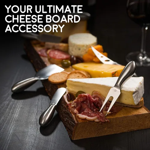 Miniatura 6 de Lunar - Juego de cuchillos de queso de 6 piezas, colección de cuchillos de queso de acero inoxidable de alta calidad, accesorios para tabla
