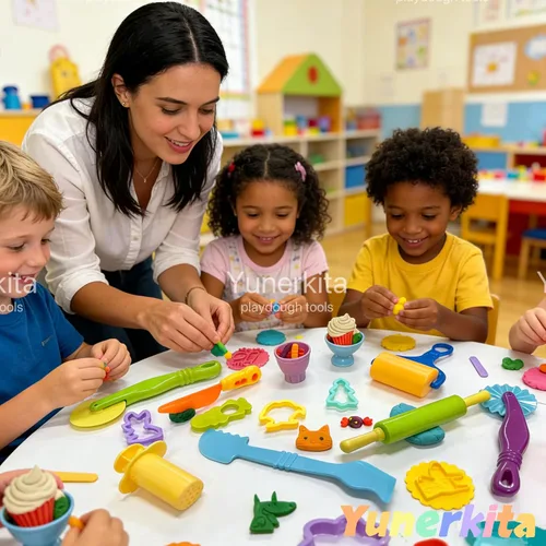 Miniatura 9 de Juego de herramientas de masa, 9 piezas de herramientas de arcilla para niños de 4 a 8 años, accesorios de masa ABS+ incluye rodillo cortador