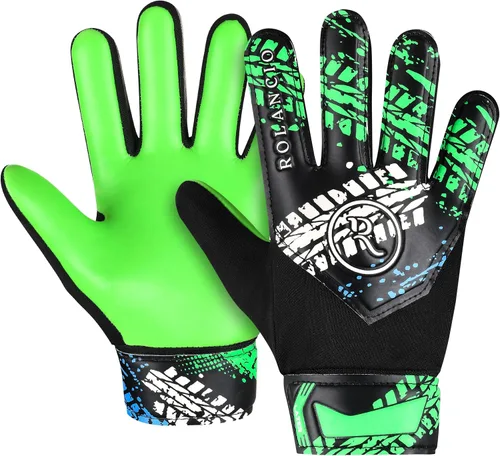 Rolanicio Guantes de portero | Guantes de portero para niños con doble protección para la muñeca | Guantes de fútbol de material de látex Naranja
