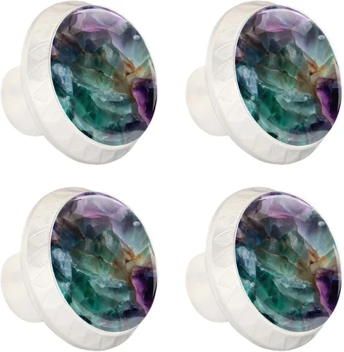 Miniatura 2 de NEWzone 4 Pack Dresser Drawer Cabinet Knobs Agate Marble Round Shape Crystal Glass Knobs Pulls Handles for Kitchen Wardrobe Cupboard Door Hardware