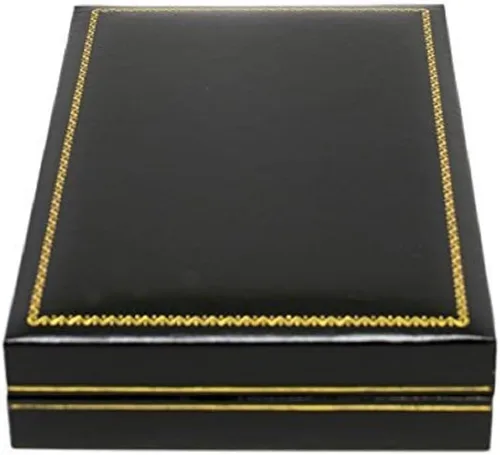 Joyero Caja de regalo de collar negro de la colección Carter, ultra felpa, borde dorado, incluye embalador, 4.4 x 6.25 x 1.4 pulgadas