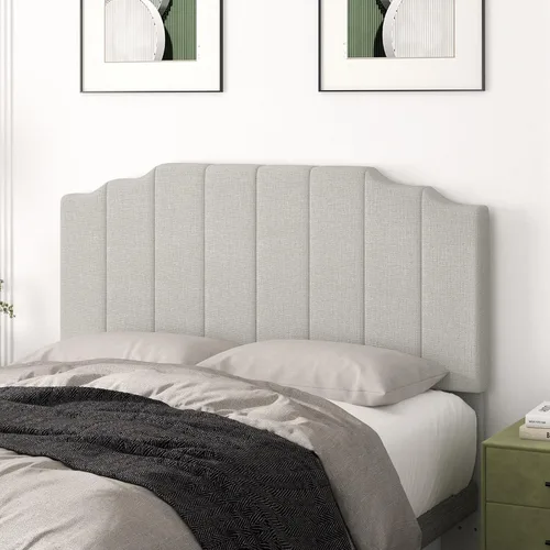 Miniatura 13 de Befurtori Cabecera Solo Tamaño King, Cabecera de Terciopelo Montada en Pared King para Cama Ajustable Cabecera Moderna Tapizada Fácil Montaje, Gris