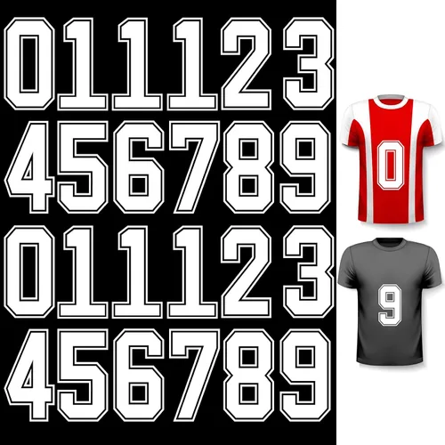 Miniatura 12 de WILLBOND 24 piezas de números para planchar, números de transferencia térmica de jersey del 0 al 9 para uniforme de equipo, camiseta de fútbol Blanco