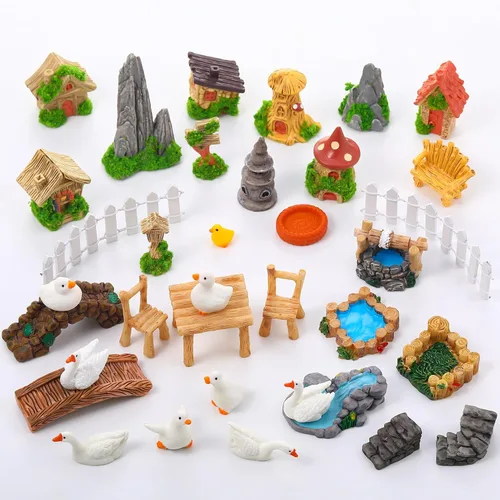Miniatura 8 de 20 accesorios de jardín de hadas, adornos de jardín en miniatura, decoración de paisaje, mini figuras de hadas, juego de plantas de animales