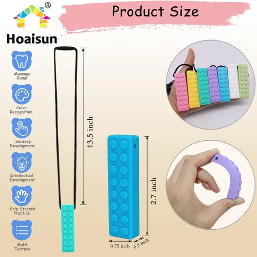 Miniatura 4 de Collares masticables para niños sensoriales, paquete sensorial de collar masticable para niños y niñas con masticación, dentición, mordedura, TDAH