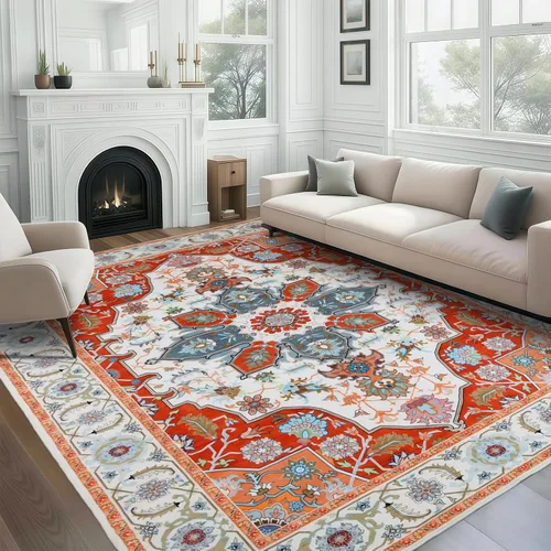 Miniatura 15 de WILLSUN Alfombras lavables de área, alfombras grandes antideslizantes de 5 x 7 pulgadas estilo bohemio para sala de estar, dormitorio, alfombra