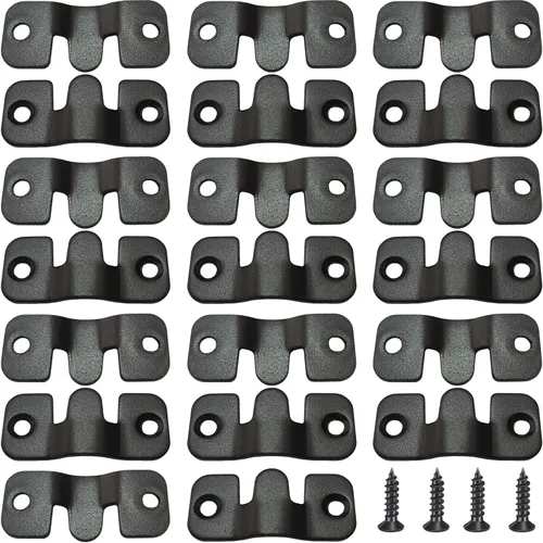 20 soportes negros de montaje empotrado de 1.73 x 0.75 pulgadas, hebilla para colgar fotos, gancho de fotos resistente, conector seccional Z clips
