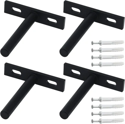 Miniatura 16 de Antrader Soporte de Estante Flotante Negro, 4 Piezas Soportes Ocultos de Estante de 2 Pulgadas Soporte Ciego de Estante Soportes Ocultos