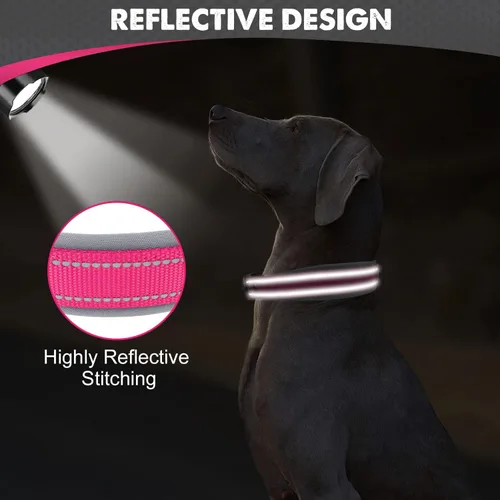 Miniatura 4 de Joytale Collar reflectante para perros extragrandes, de neopreno acolchado y ajustable, collares para mascotas de alta resistencia reflectantes