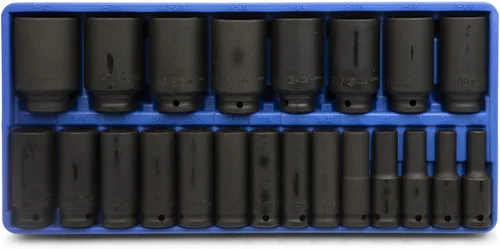 Genius Tools Juego de dados de impacto profundo Dr. SAE de 22 piezas de 1/2" DI-422S