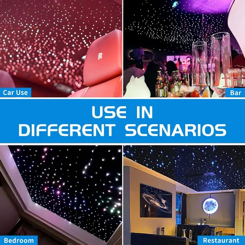Miniatura 5 de ATOKEE Kit de Luminarias de Techo de Estrellas de 10W 150pcs 0.076cm 1.98m, Luces de Fibra Óptica con Efecto de Estrellas y Sonido Activadas